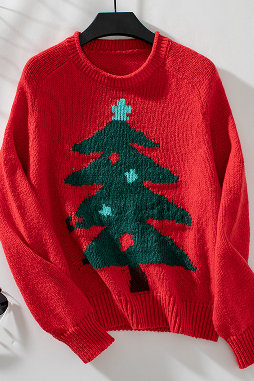 Racing Red Christmas Tree Graphic Crew Neck Sweater