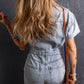 Light Blue Vintage Washed Buttons Pocketed Denim Romper