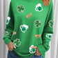 Green St Patrick Sequin Patch Graphic Drop Shoulder Sweatshirt