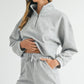 Light Grey Stand Neck Zipped Sweatshirt and Shorts Set