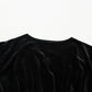 Black Velvet Long Sleeve Surplice High Waist Mini Dress