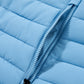 Sky Blue Plush Collared Quilted Zipped Puffer Vest