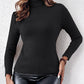 High Neck Long Sleeve Knit Sweater Fleece Lined Basic Layering Soft Thermal Top