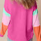 Rose Red Nutcracker Merry Christmas Graphic Colorblock Long Sleeve Tee