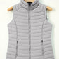 Silvery Plush Collared Quilted Zipped Puffer Vest