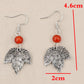 Silvery Vintage Leaf Beaded Hook Drop Earrings