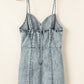 Beau Blue Sleeveless V Neck Back Zipped Denim Dress