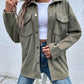 Long Sleeve Button Down Pocket Design Casual Shacket