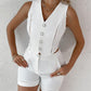 Hollow Out Buttoned Vest Top & Shorts Set