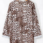 Khaki Leopard Print Batwing Sleeve Loose Tunic Cardigan