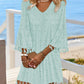 Polka Dot V Neck Bell Sleeve Mini Dress Casual Loose Fit Dress