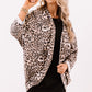 Khaki Leopard Print Batwing Sleeve Loose Tunic Cardigan