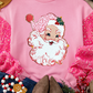 Pink Shiny Father Christmas Graphic Sequin Long Sleeve Top