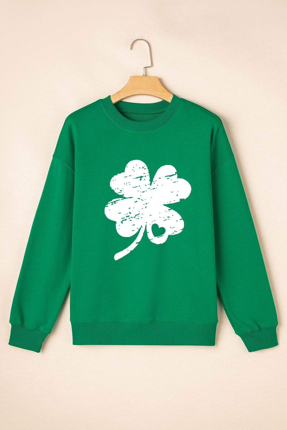 Dark Green St. Patricks Lucky Clover Graphic Sweatshirt