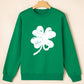 Dark Green St. Patricks Lucky Clover Graphic Sweatshirt