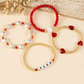 Fiery Red XOXO Heart Beaded 4pcs Layered Bracelet