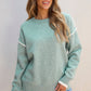 Moonlight Jade Colorblock Contrasting Edge Crewneck Sweater