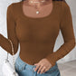 2 Piece U Neck Long Sleeve Athletic Tank Tops with Built In Bras Ribbed Design Casual Pack Top