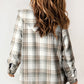 Gray Plaid Pattern Sherpa Lined Hooded Shacket