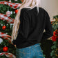 Black Holly Jolly Round Neck Casual Sweater