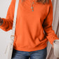 Russet Orange Solid Fleece Lined Drop Shoulder Terry Sweatshirt