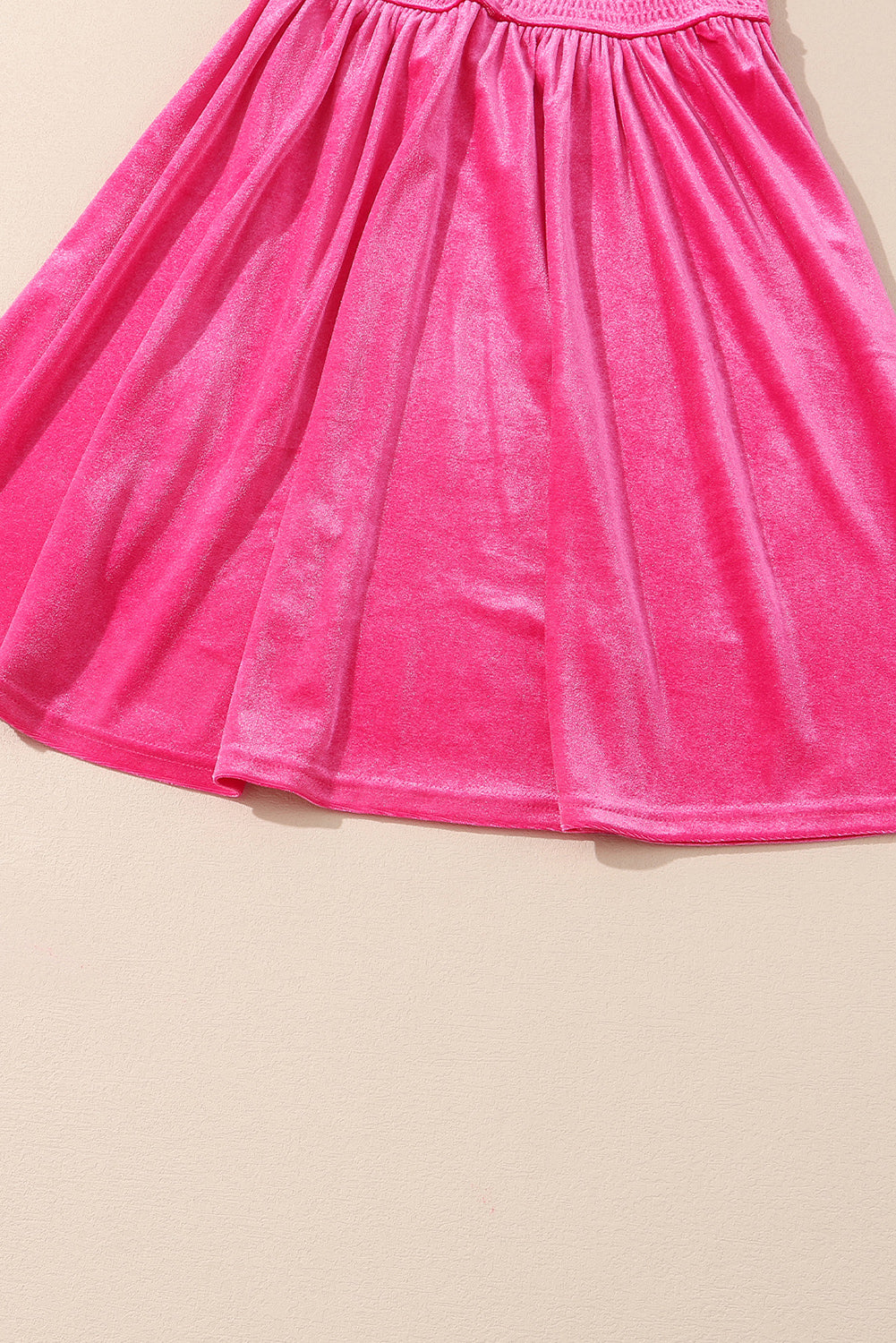 Rose Frilled Neck Smocked Bodice Velvet Dress