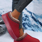 Fiery Red Contrast Print Suede Plush Lined Snow Boots