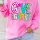 Bonbon GIVE THANKS Graphic Drop Shoulder Thanksgiving Pullover Sweatshirt