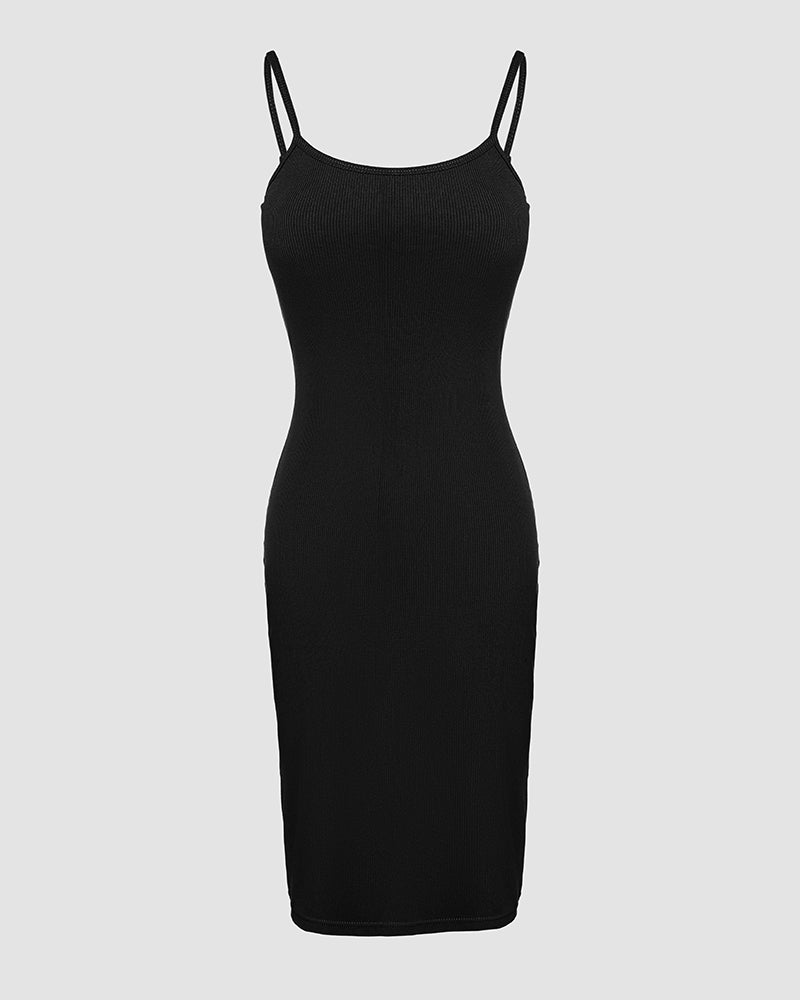 BUILT IN SHAPEWEAR Spaghetti Strap Tummy Control Slip Dress