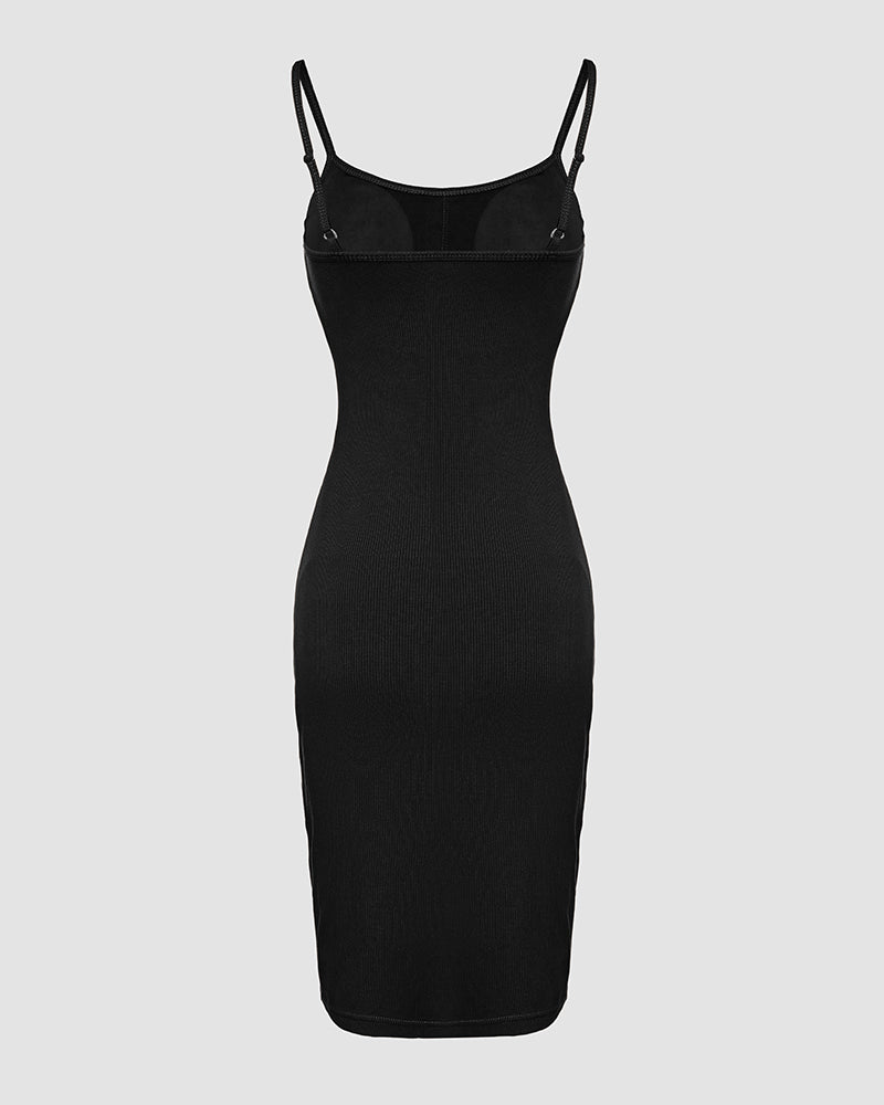 BUILT IN SHAPEWEAR Spaghetti Strap Tummy Control Slip Dress