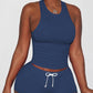 O neck Racer Back Top & Drawstring Shorts Set