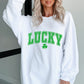 White St. Patricks LUCKY Graphic Corded Sweatshirt