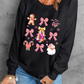 Black Christmas Fashion Print Dropped Shoulder Sweatshirt