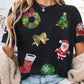 Black Sequin Christmas Essentials Graphic Crewneck T Shirt