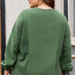 Blackish Green Loose Patchwork Crewneck Plus Size Sweatshirt