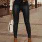 Studded Tied Detail PU Leather Slim Fit Side Sllit High Waist Pants Elegant Pants