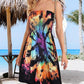 Floral Print Bandeau Sleeveless Ruched Boho Dress Casual Backless Smocked A Line Dress