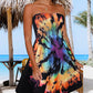 Floral Print Bandeau Sleeveless Ruched Boho Dress Casual Backless Smocked A Line Dress