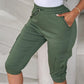 Side Pockets Drawstring Waist Cropped Cargo Pants