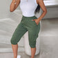 Side Pockets Drawstring Waist Cropped Cargo Pants