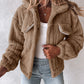 Turn down Collar Buttoned Teddy Jacket