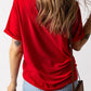 Red Christmas MERRY Graphic Cuffed Sleeve T Shirt