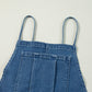 Dusk Blue Adjustable Tie Straps Cropped Wide Leg Denim Overalls