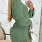 Side Drawstring Buttoned Roll Up Sleeve Shirt Dress