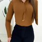 Hooded Long Sleeve Slim Fit Ribbed Top