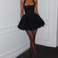 Halter Sleeveless Lace up Bowknot Backless A Line Dress Sexy Mini Dress