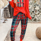 Multicolor ALL IS BRIGHT Graphic Christmas Plaid Pajamas Set