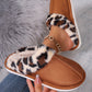 Chestnut Leopard Patched Plush Lined Thick Home Slippers