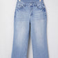 Beau Blue Mineral Wash Raw Hem High Waist Flared Jeans