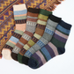 Brown Boho Checkered Pattern Soft Crew Socks Set